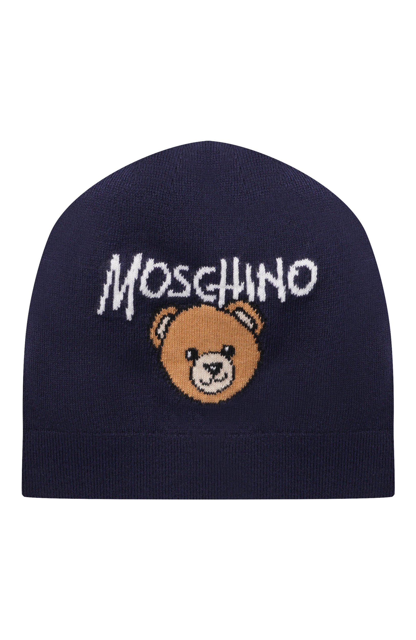 Шапка из хлопка и шерсти MOSCHINO темно-синего цвета по цене 9950 руб., арт. HMX020/LHE43, фото 1 Шапка из хлопка и шерсти MOSCHINO, арт. HMX020/LHE43, фото 1