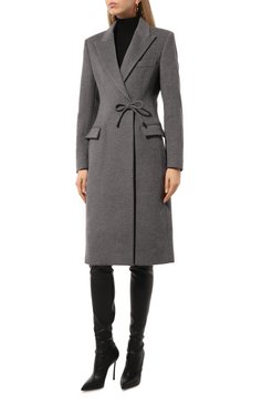 Женское пальто из шерсти и кашемира VALENTINO серого цвета, арт. 5B3CA7628MA | Фото 3 (Материал сплава: Проставлено; Материал внешний: Шерсть; Длина (верхняя одежда): Длинные; Драгоценные камни: Проставлено; Рукава: Длинные; Материал подклада: Купро; 1-2-бортные: Однобортные; Стили: Классический)