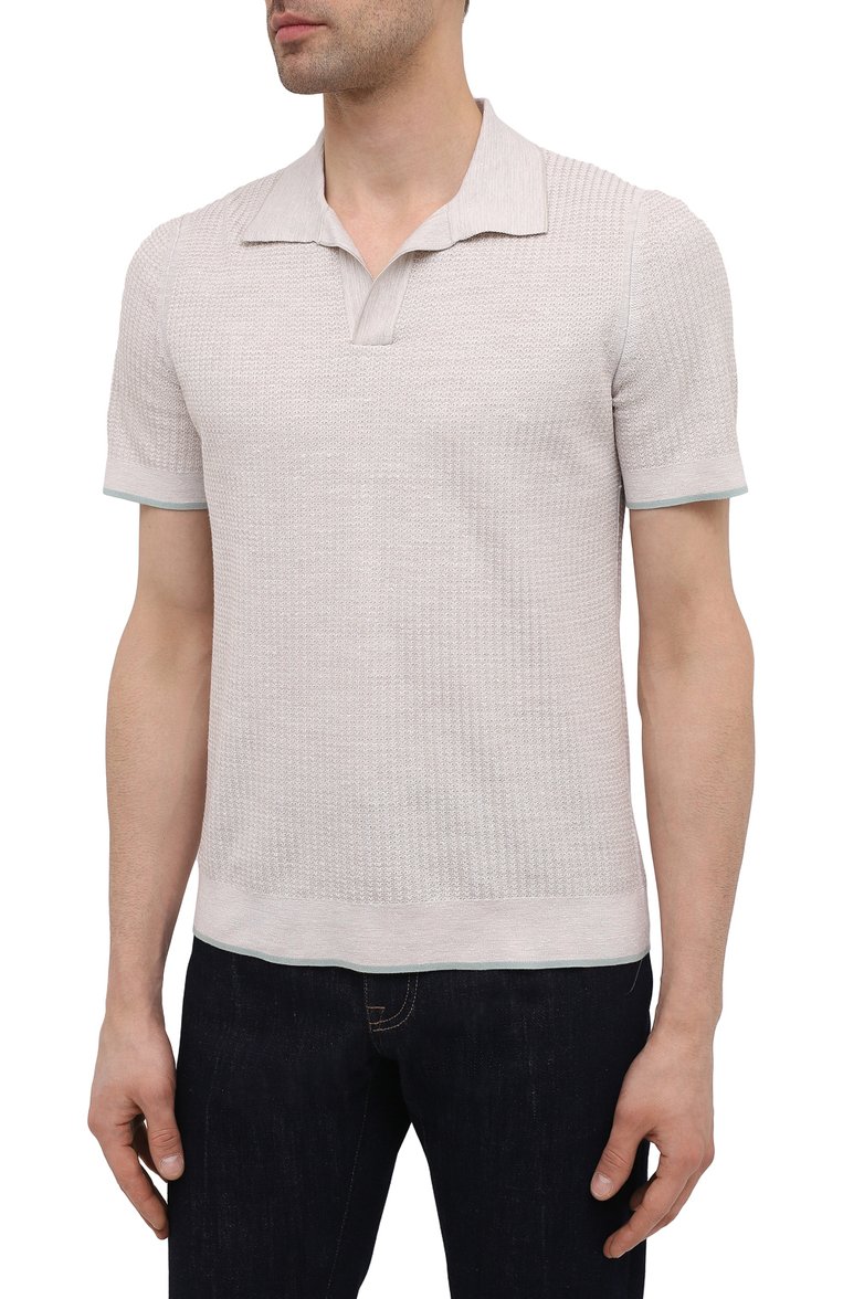 Поло из шелка и льна ZEGNA, арт. UWF96/C32, фото 3