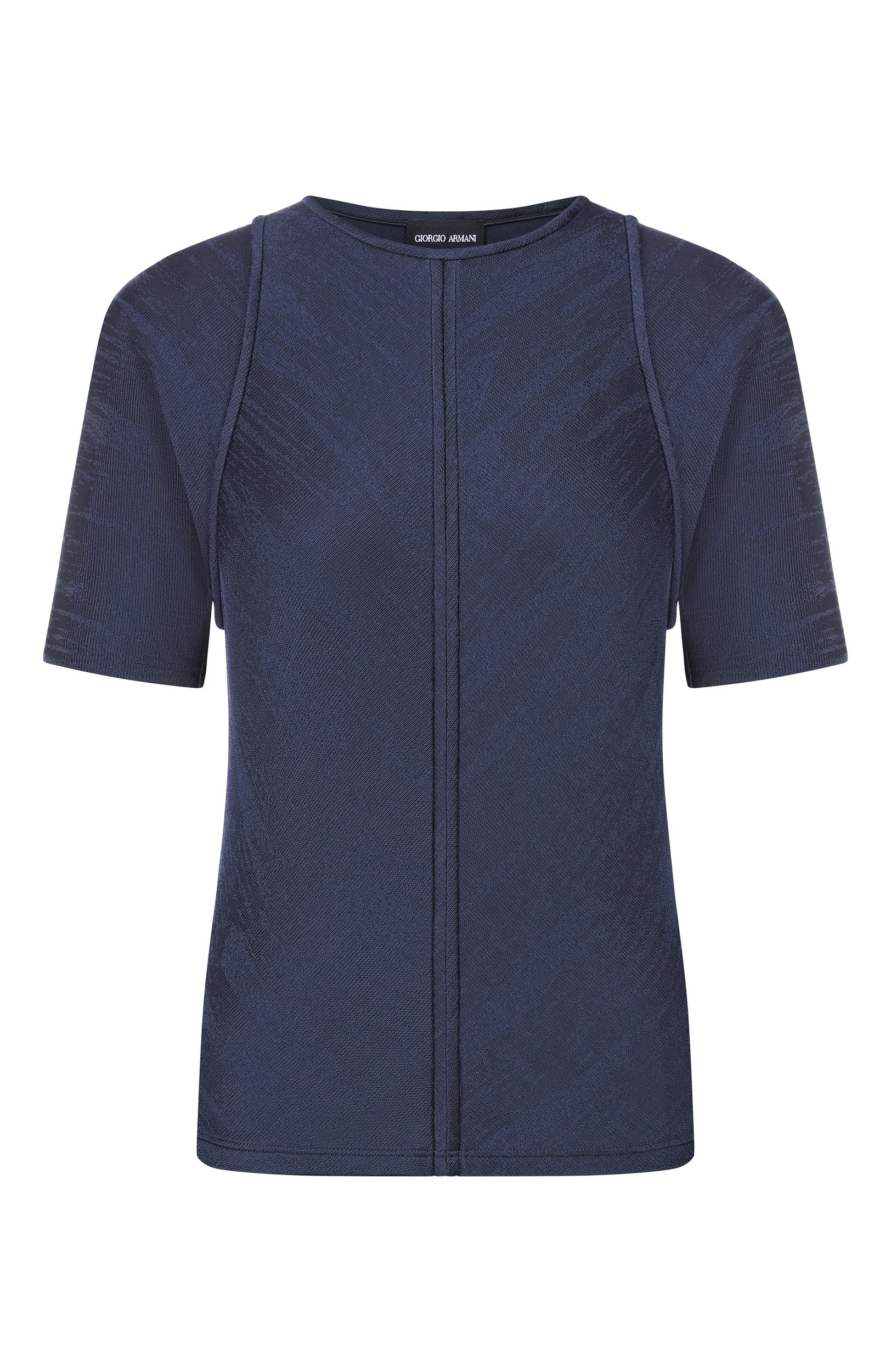 Топ из вискозы GIORGIO ARMANI темно-синего цвета по цене 85300 руб., арт. GW004437/AF24786, фото 1 Топ из вискозы GIORGIO ARMANI, арт. GW004437/AF24786, фото 1