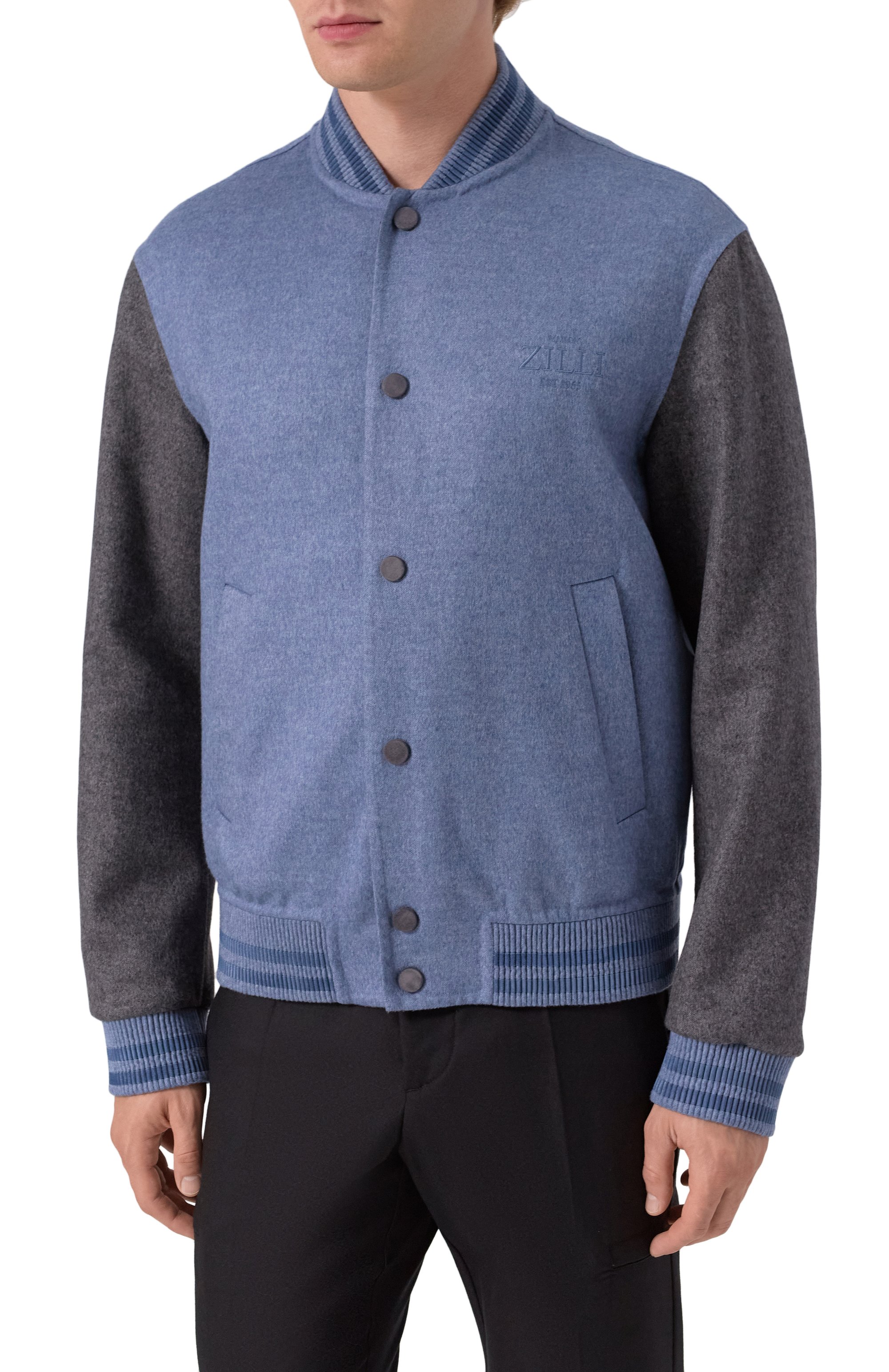 Бомбер из шерсти и кашемира ZILLI синего цвета по цене 263500 руб., арт. DBL005M024450037U, фото 3 Бомбер из шерсти и кашемира ZILLI, арт. DBL005M024450037U, фото 3