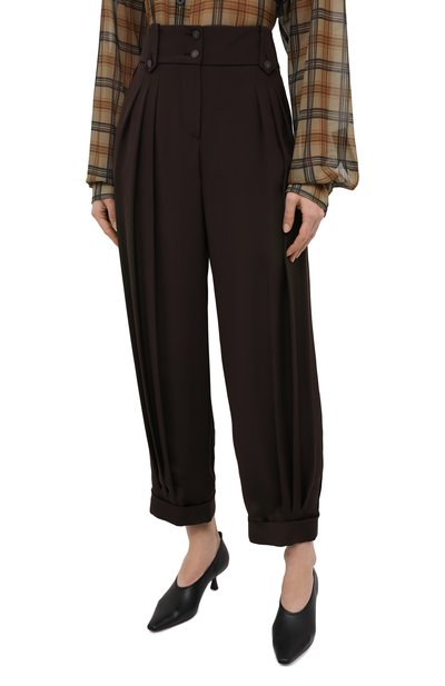 Шелковые брюки GIORGIO ARMANI темно-коричневого цвета по цене 262500 руб., арт. 0SHPR00J/T01S8, фото 3 Шелковые брюки GIORGIO ARMANI, арт. 0SHPR00J/T01S8, фото 3