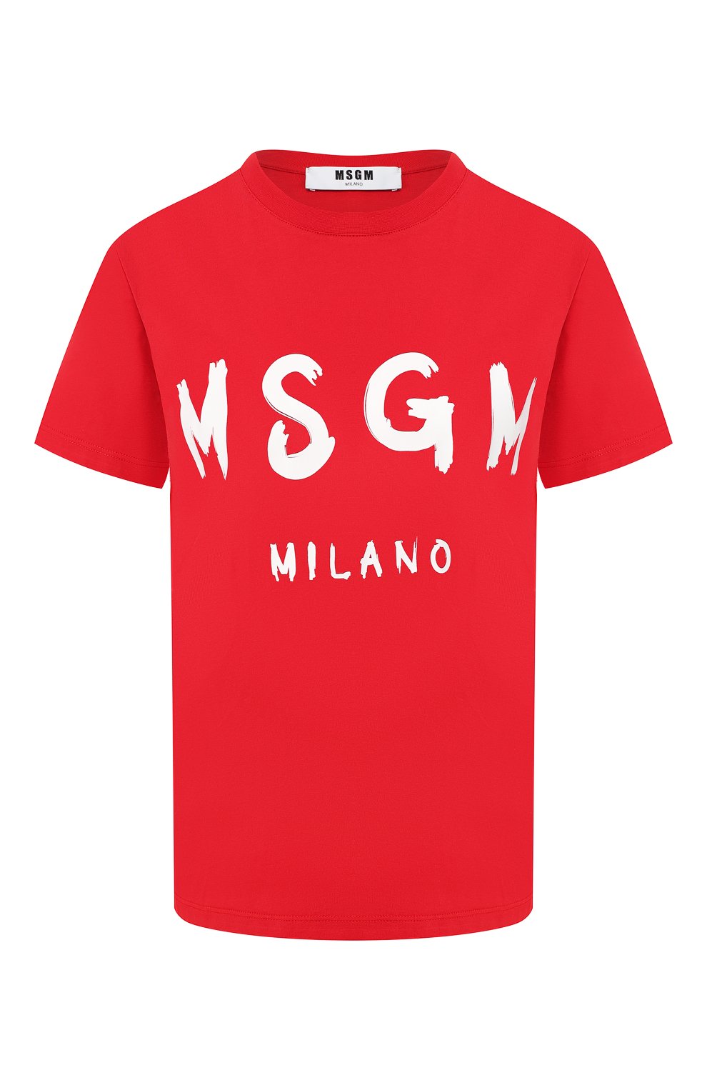 Хлопковая футболка MSGM красного цвета по цене 7240 руб., арт. 2642MDM160 195298, фото 1 Хлопковая футболка MSGM, арт. 2642MDM160 195298, фото 1
