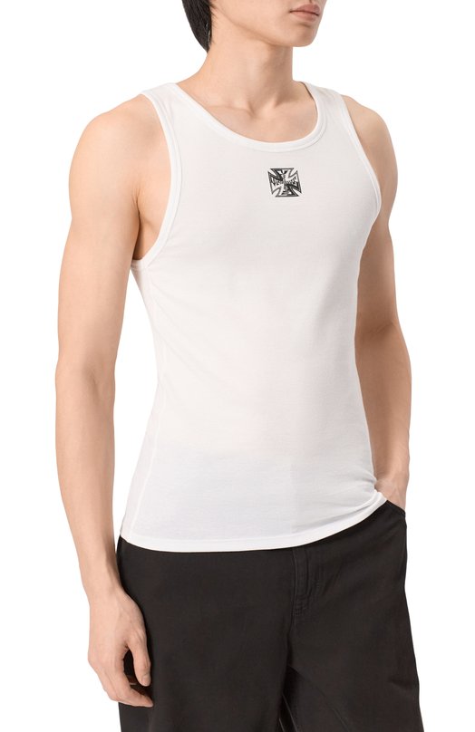 Хлопковая майка VETEMENTS ME76TT156W/1202 RIB Белый  ME76TT156W/1202 RIB Фото 3