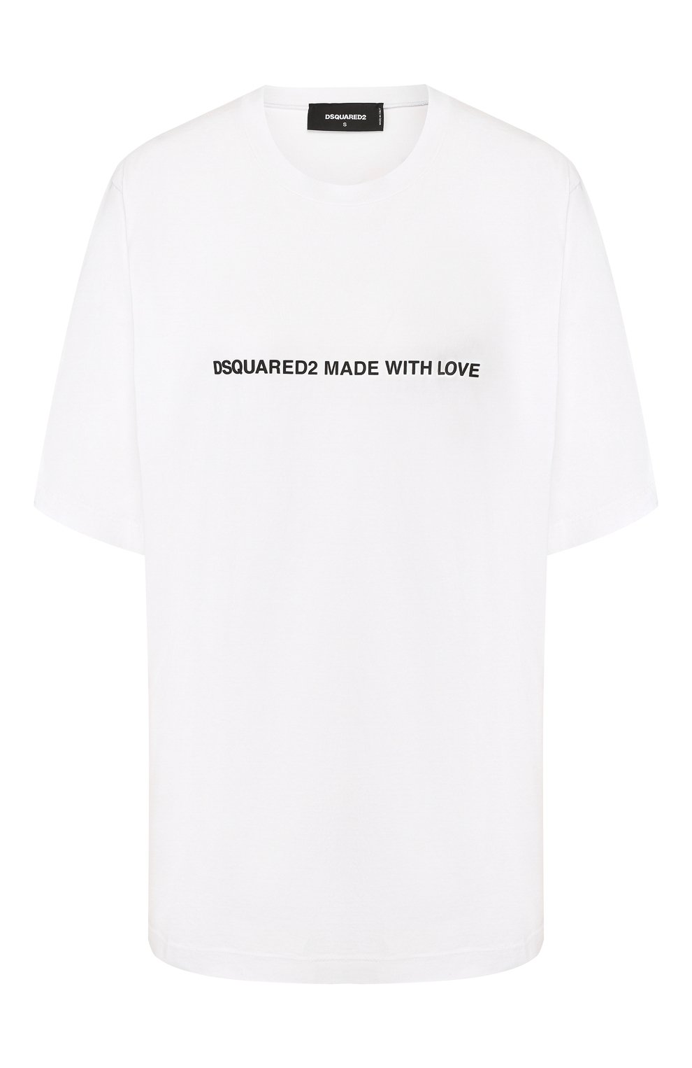 Хлопковая футболка DSQUARED2 белого цвета по цене 31600 руб., арт. S75GD0026/S20694, фото 1 Хлопковая футболка DSQUARED2, арт. S75GD0026/S20694, фото 1
