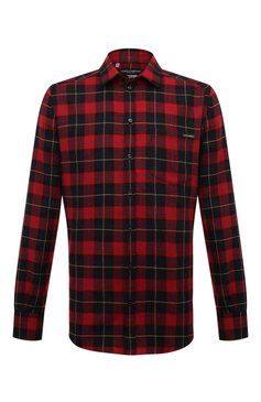 Мужская рубашка DOLCE & GABBANA красного цвета, арт. G5JZ9T/FQRBM | Фото 1 (Длина (для топов): Стандартные; Материал внешний: Шерсть; Материал сплава: Проставлено; Рукава: Длинные; Драгоценные камни: Проставлено; Стили: Кэжуэл; Принт: Клетка; Случай: Повседневный; Воротник: Кент; Манжеты: На пуговицах; Рубашки М: Regular Fit)