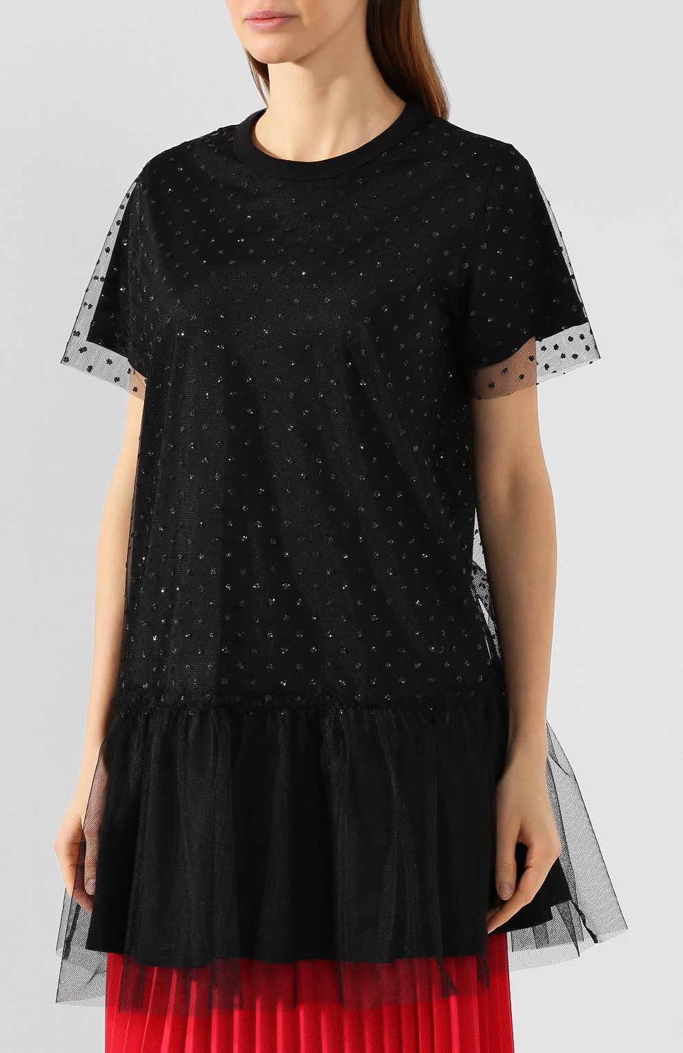 Хлопковая футболка REDVALENTINO черного цвета по цене 39950 руб., арт. TR3MJ03I/4YB, фото 3 Хлопковая футболка REDVALENTINO, арт. TR3MJ03I/4YB, фото 3