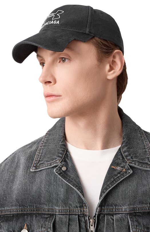 Хлопковая бейсболка Balenciaga 807145/410B2 Чёрный  807145/410B2 Фото 2