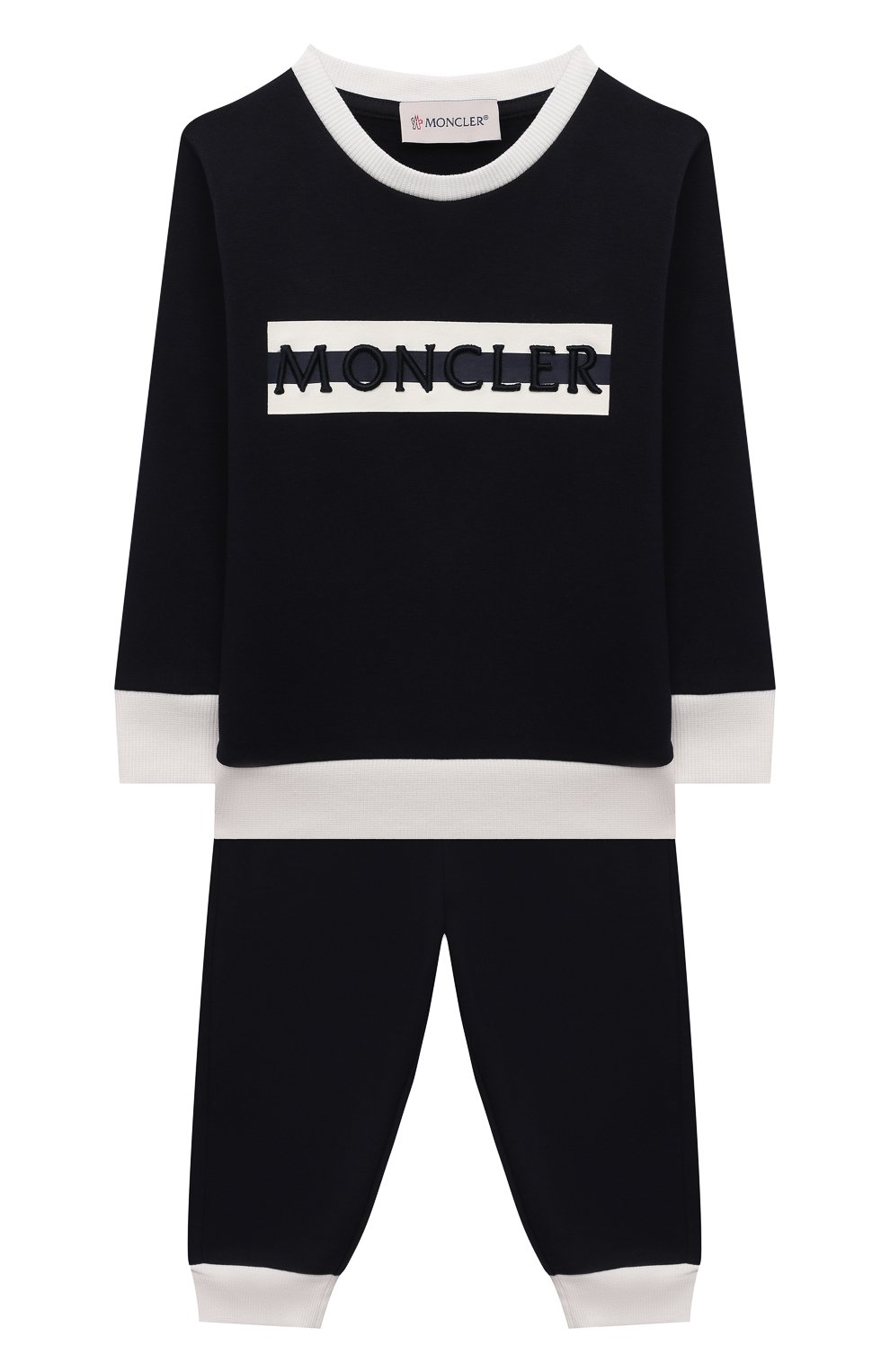 Хлопковый костюм MONCLER темно-синего цвета по цене 31000 руб., арт. G2-951-8M770-20-80996, фото 1 Хлопковый костюм MONCLER, арт. G2-951-8M770-20-80996, фото 1