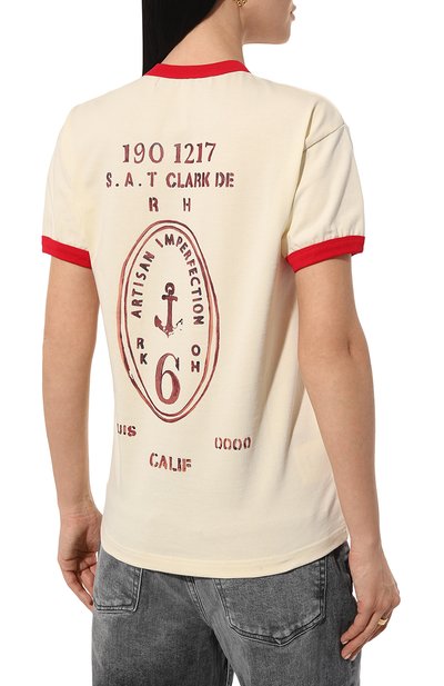 Хлопковая футболка ROKH молочного цвета по цене 19800 руб., арт. R24SF012/CT, фото 4 Хлопковая футболка ROKH, арт. R24SF012/CT, фото 4