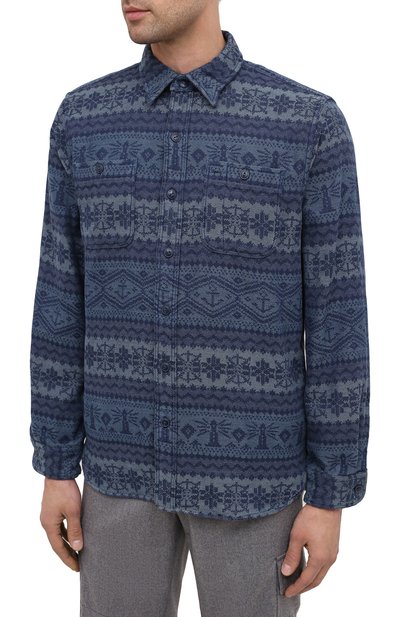 Хлопковая рубашка RRL синего цвета по цене 32400 руб., арт. 782799927, фото 3 Хлопковая рубашка RRL, арт. 782799927, фото 3