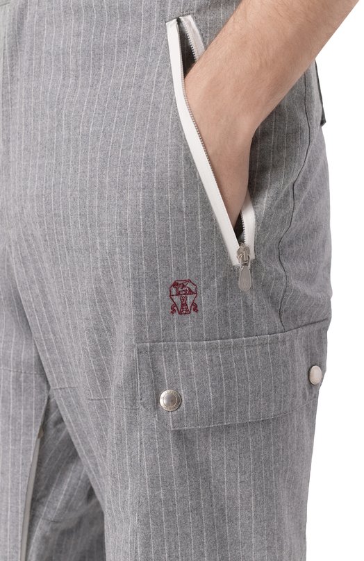 Шерстяные брюки Brunello Cucinelli M421MKP05 Серый  M421MKP05 Фото 5