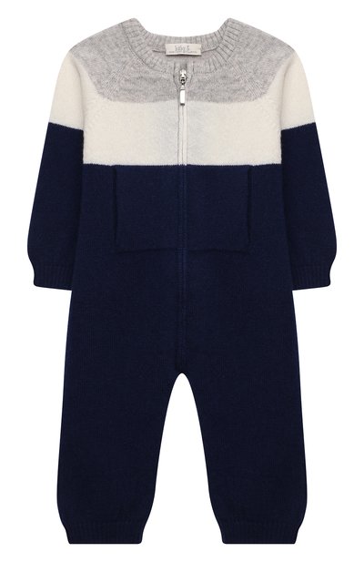 Кашемировый комбинезон BABY T темно-синего цвета по цене 17200 руб., арт. 21AIC821TZ/1M-12M, фото 1 Кашемировый комбинезон BABY T, арт. 21AIC821TZ/1M-12M, фото 1