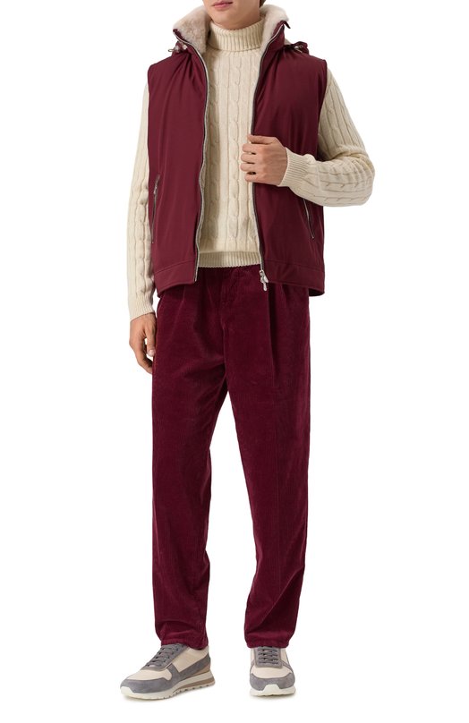 Вельветовые брюки Brunello Cucinelli M280UE1710 Бордовый  M280UE1710 Фото 2