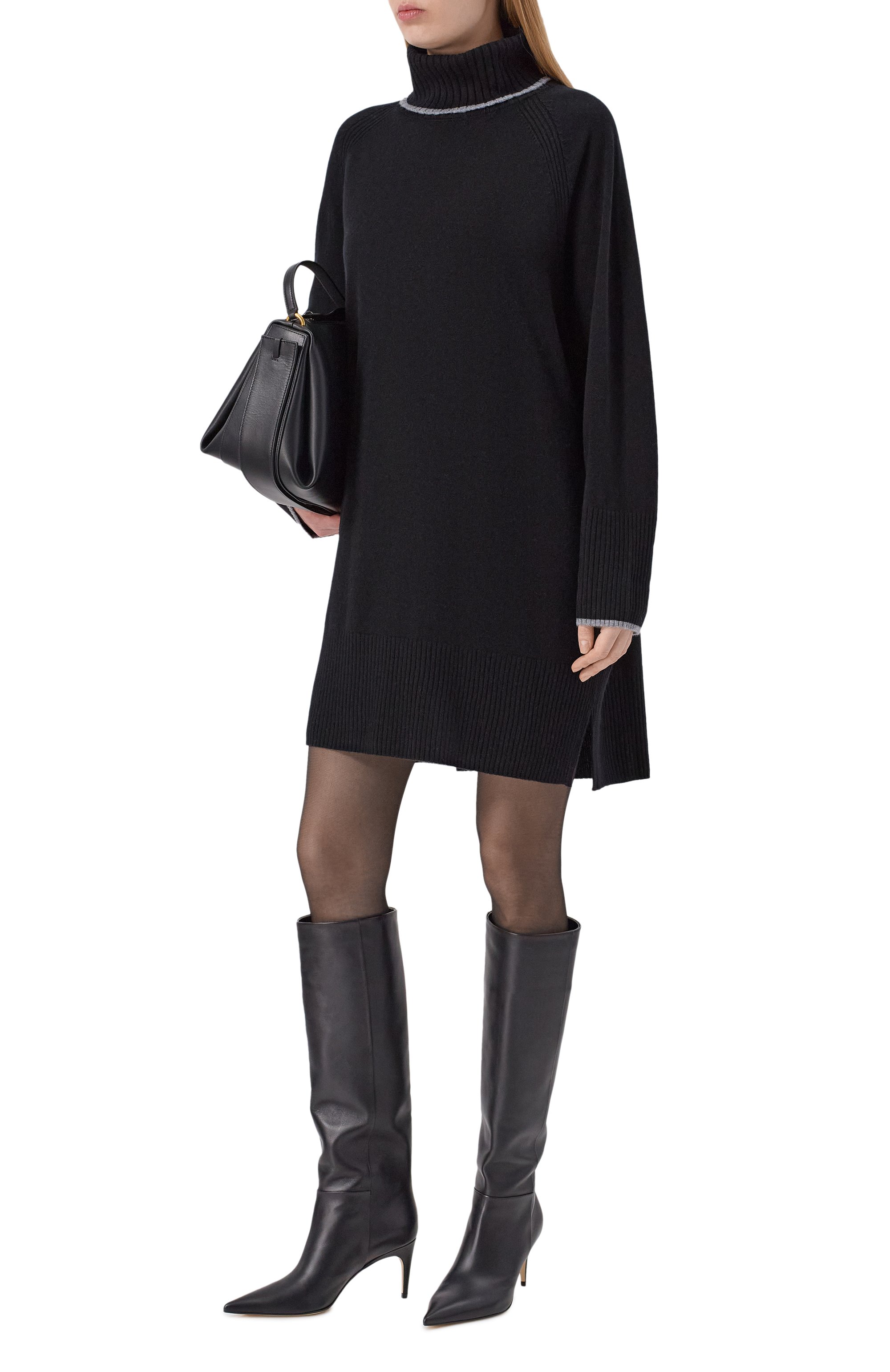 Платье из шерсти и кашемира PINKO черного цвета по цене 23950 руб., арт. 105449/A2Q9, фото 2 Платье из шерсти и кашемира PINKO, арт. 105449/A2Q9, фото 2