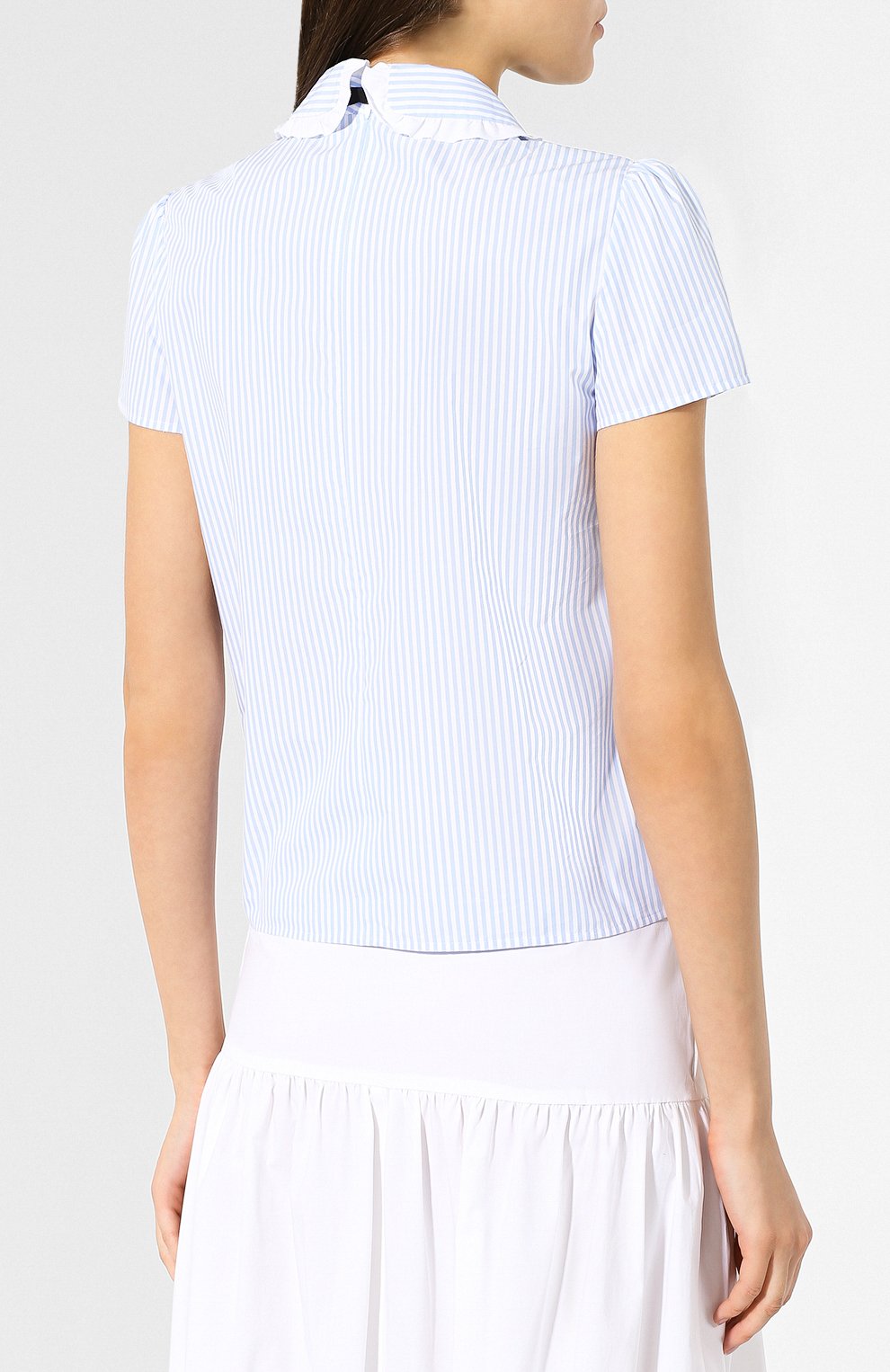Блузка с короткими рукавами REDVALENTINO голубого цвета по цене 17700 руб., арт. RR0AAA50/EZL, фото 4 Блузка с короткими рукавами REDVALENTINO, арт. RR0AAA50/EZL, фото 4