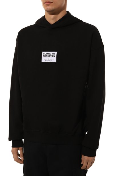 Хлопковое худи COMME DES FUCKDOWN черного цвета по цене 13250 руб., арт. CFABM01451, фото 3 Хлопковое худи COMME DES FUCKDOWN, арт. CFABM01451, фото 3