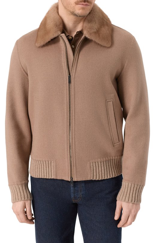 Кашемировый бомбер с отделкой из норки MVST FTECK-ES4255-2V/LC1640 Бежевый  FTECK-ES4255-2V/LC1640 Фото 3