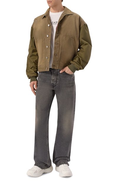 Комбинированные кроссовки EMPORIO ARMANI белого цвета по цене 51400 руб., арт. EM004829/AF23185, фото 2 Комбинированные кроссовки EMPORIO ARMANI, арт. EM004829/AF23185, фото 2