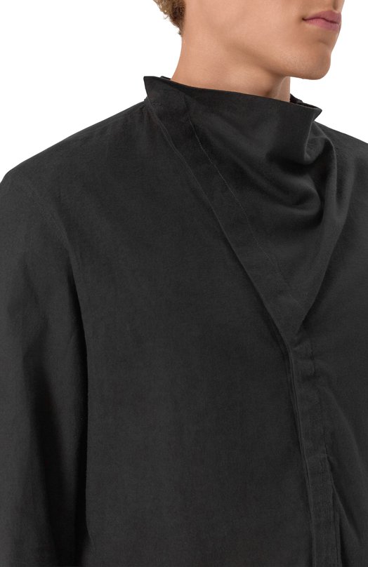 Рубашка из хлопка и шерсти Rick Owens RU02E1299/FLW Чёрный  RU02E1299/FLW Фото 5