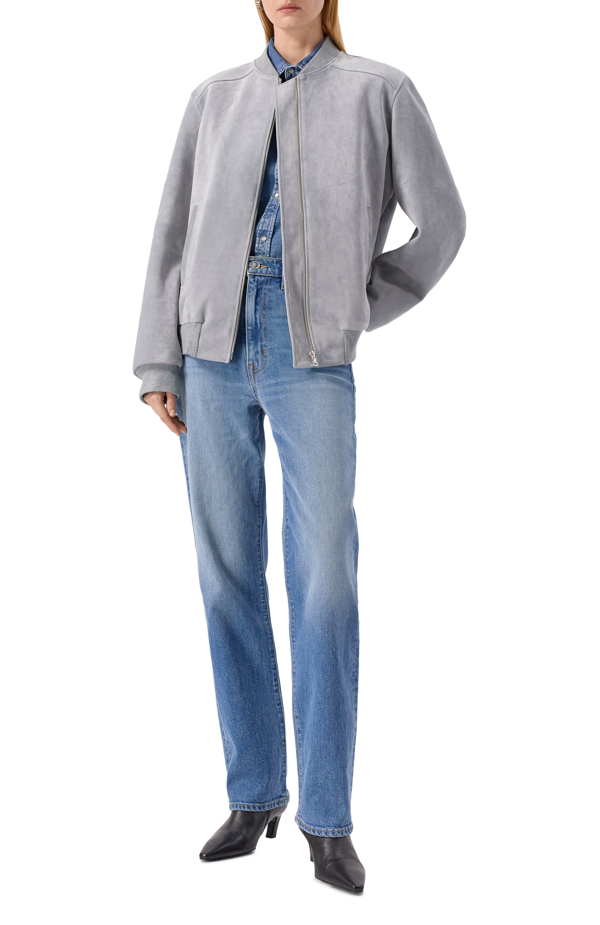 Замшевый бомбер MASLOV серого цвета по цене 165000 руб., арт. SMB01, фото 2 Замшевый бомбер MASLOV, арт. SMB01, фото 2