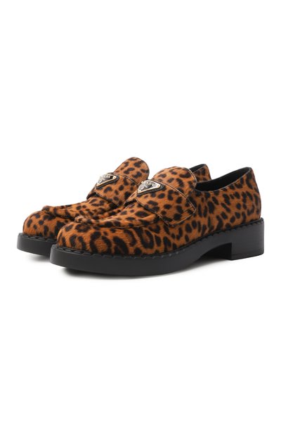 Женские кожаные лоферы chocolate PRADA, арт. 1D246M/XRY
