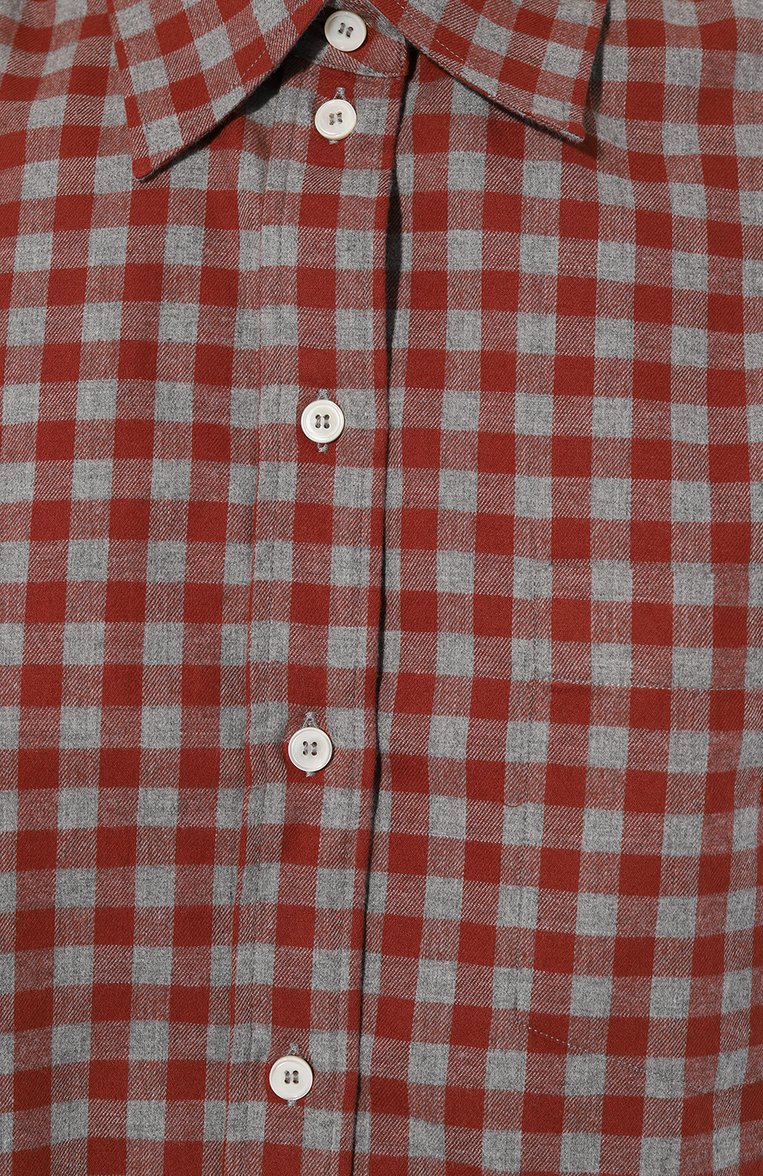Женская хлопковая рубашка ACADEMIA красного цвета, арт. MIA/5127 | Фото 5 (Принт: Клетка; Рукава: Длинные; Женское Кросс-КТ: Рубашка-одежда; Длина (для топов): Стандартные; Материал сплава: Проставлено; Материал внешний: Хлопок; Драгоценные камни: Проставлено; Стили: Кэжуэл)