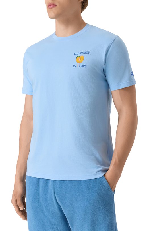 Хлопковая футболка MC2 Saint Barth STBM TSHIRT MAN/02263H Голубой  STBM TSHIRT MAN/02263H Фото 3