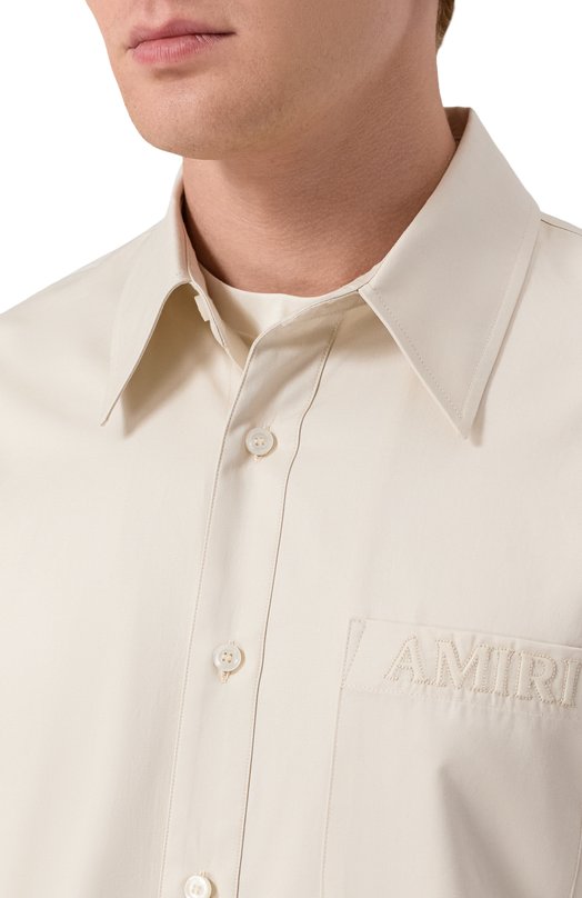 Хлопковая рубашка Amiri AMSTCA1170 Кремовый  AMSTCA1170 Фото 5