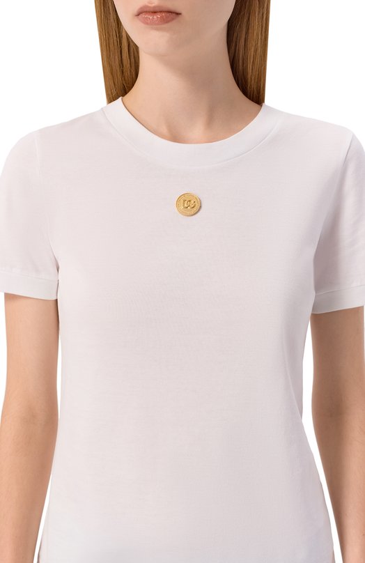 Хлопковая футболка Dolce & Gabbana F8N08Z/GDC7I Белый  F8N08Z/GDC7I Фото 5