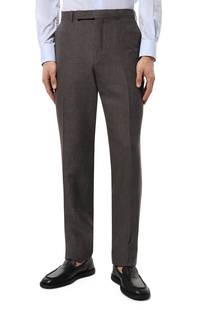 Мужские брюки из шерсти и льна ZEGNA коричневого цвета, арт. 749F09A7/75TB12 | Фото 3 (Материал внешний: Шерсть, Лен; Длина (брюки, джинсы): Стандартные; Случай: Повседневный; Стили: Кэжуэл; Автоматизация ТО: Проставлено; Автоматизация состава: Проставлено)