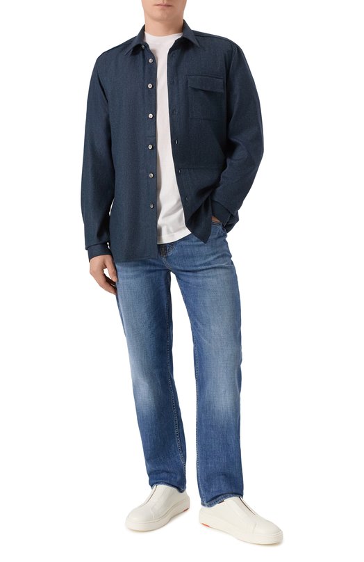 Шерстяная рубашка Kiton UMCBUBAK0167G02 Синий  UMCBUBAK0167G02 Фото 2