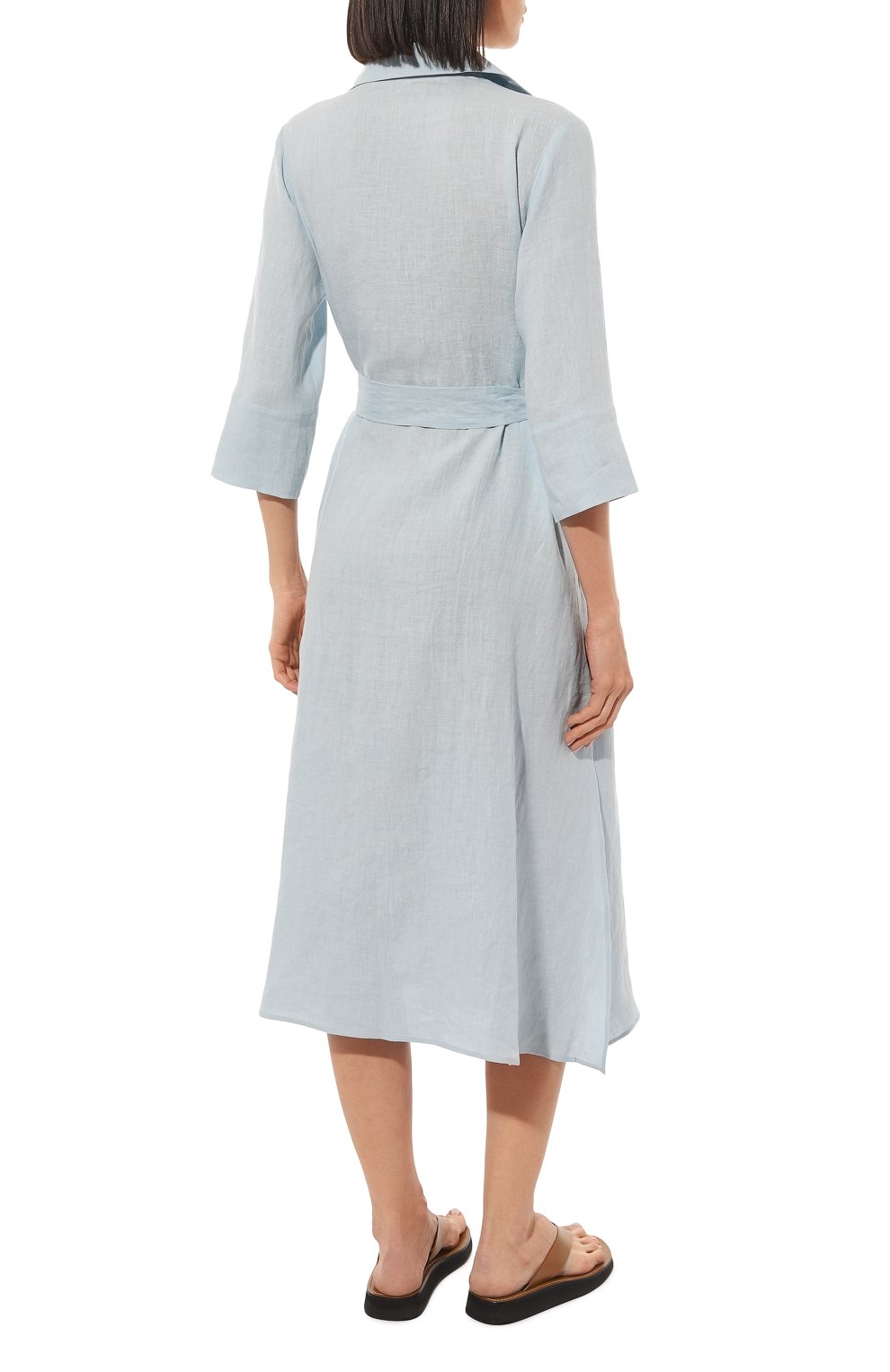 Льняное платье A MERE CO голубого цвета по цене 53500 руб., арт. AMC-RSS23-035B, фото 4 Льняное платье A MERE CO, арт. AMC-RSS23-035B, фото 4