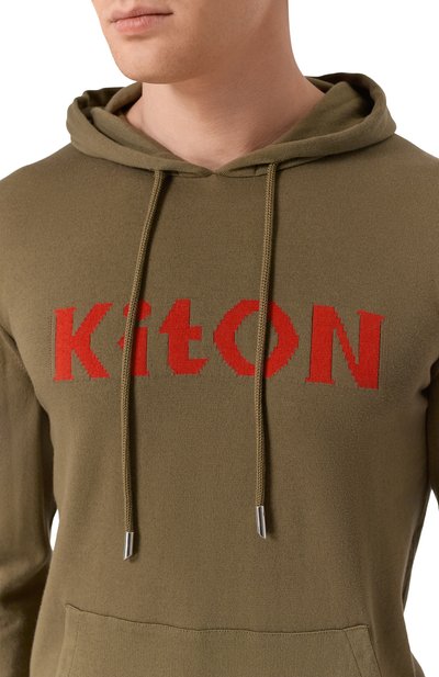 Хлопковое худи KITON хаки цвета по цене 216500 руб., арт. UMK0465V106A, фото 5 Хлопковое худи KITON, арт. UMK0465V106A, фото 5
