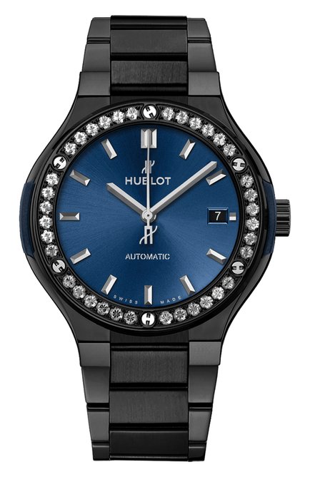 Женские часы ceramic blue bracelet diamonds HUBLOT бесцветного цвета, арт. 568.CM.7170.CM.1204 | Фото 1 (Региональные ограничения белый список (Axapta Mercury): Не проставлено; Нос: Не проставлено)