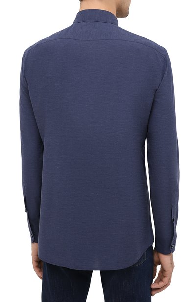 Хлопковая рубашка ZEGNA темно-синего цвета по цене 38500 руб., арт. UVX07/SAF2, фото 4 Хлопковая рубашка ZEGNA, арт. UVX07/SAF2, фото 4