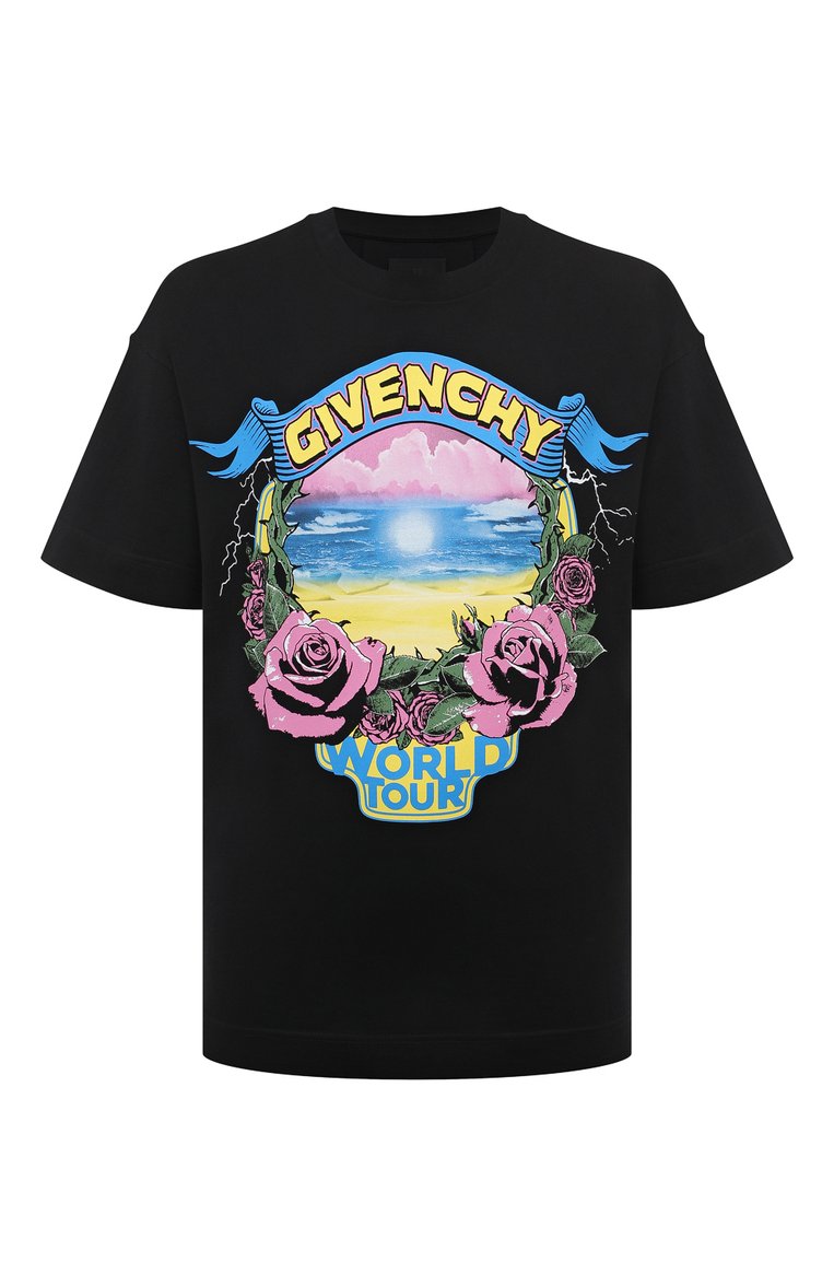 Мужская хлопковая футболка GIVENCHY черного цвета, арт. BM71JA3YJ7 | Фото 1 (Длина (для топов): Стандартные; Материал внешний: Хлопок; Рукава: Короткие; Принт: С принтом; Стили: Кэжуэл; Мужское Кросс-КТ: Футболка-одежда; Кросс-КТ: Джерси)