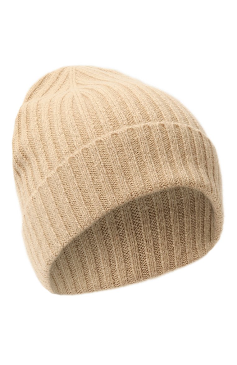 Женская кашемировая шапка ALLUDE бежевого цвета, арт. 235/11430 | Фото 1 (Материал: Текстиль, Кашемир, �Шерсть; Материал сплава: Проставлено; Нос: Не проставлено)