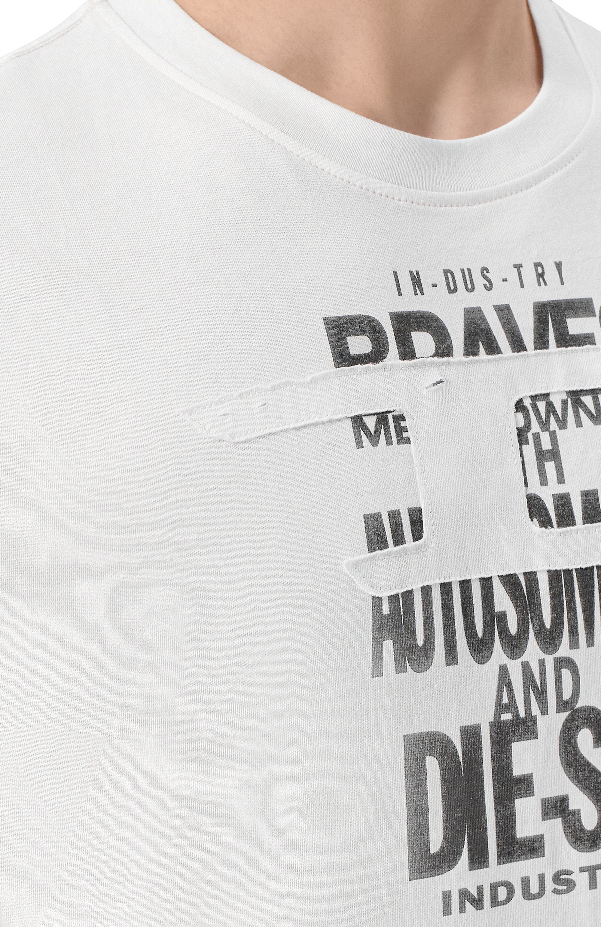 Хлопковая футболка DIESEL белого цвета по цене 6205 руб., арт. A21037/0QIAM, фото 5 Хлопковая футболка DIESEL, арт. A21037/0QIAM, фото 5