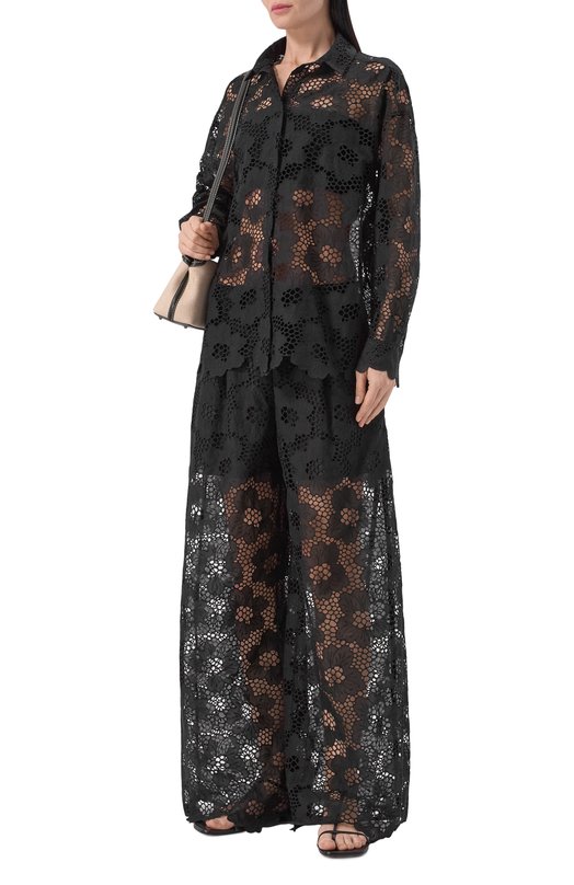 Хлопковая рубашка Vika Gazinskaya SS26-12238-962 Чёрный  SS26-12238-962 Фото 2