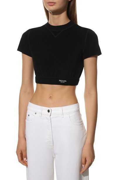 Хлопковый кроп-топ PRADA, арт. 39537-1ZOM-F0002-221, фото 3