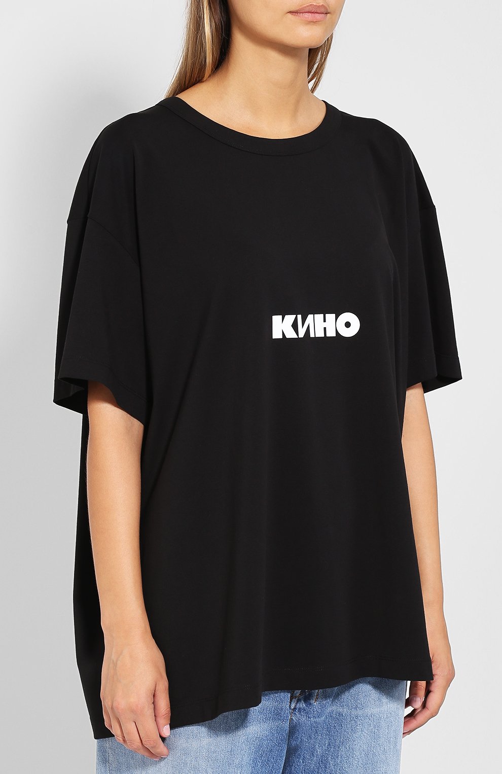 Хлопковая футболка с круглым вырезом и принтом VIKA GAZINSKAYA, арт. SS18-1246, фото 5