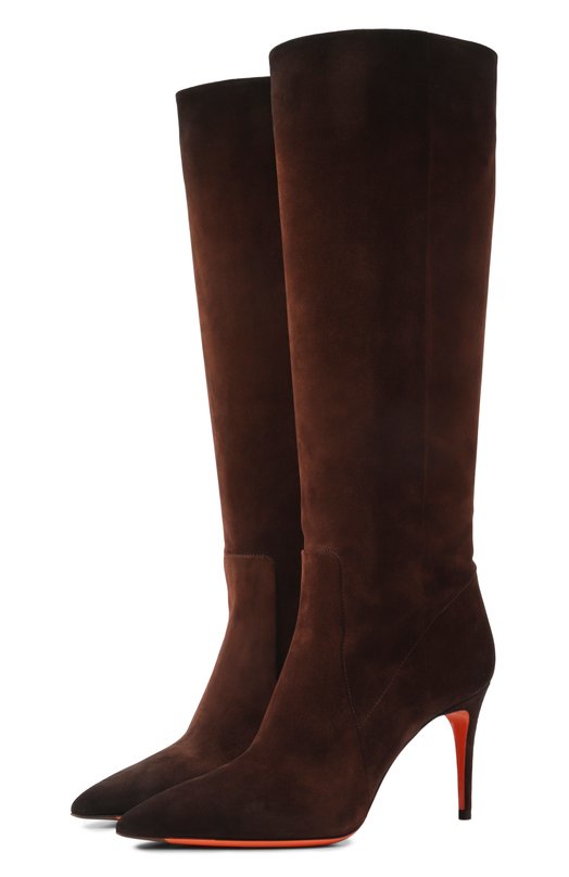 Замшевые сапоги Santoni WSIG71836HI2SAEA Коричневый WSIG71836HI2SAEA