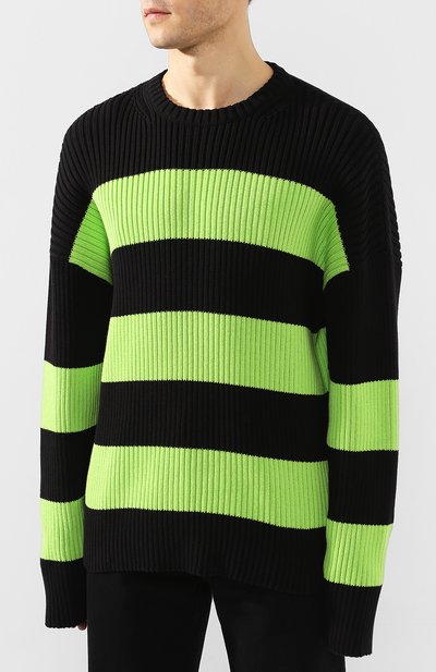 Хлопковый свитер BALENCIAGA зеленого цвета по цене 81950 руб., арт. 608760/T3162, фото 3 Хлопковый свитер BALENCIAGA, арт. 608760/T3162, фото 3