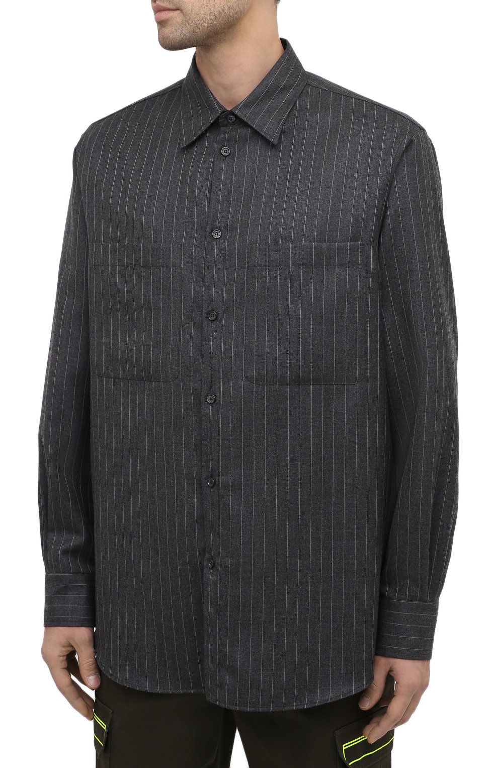 Шерстяная рубашка VALENTINO серого цвета по цене 119500 руб., арт. UV0ABF206QJ, фото 3 Шерстяная рубашка VALENTINO, арт. UV0ABF206QJ, фото 3