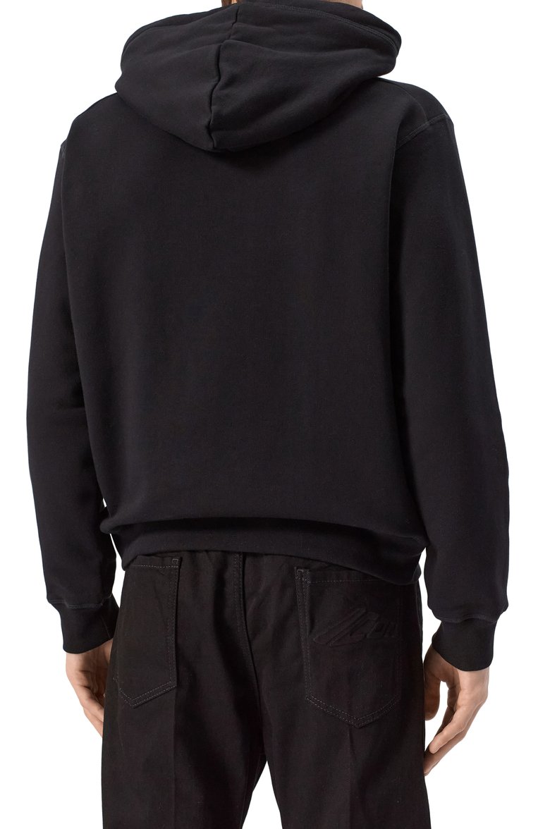 Мужской хлопковое худи DSQUARED2 черного цвета, арт. S74GU0868/S25516 | Фото 4 (Драгоценные камни: Проставлено; Длина (для топов): Стандартные; Материал сплава: Проставлено; Рукава: Длинные; Стили: Кэжуэл; Мужское Кросс-КТ: Худи-одежда; Принт: Без принта; Материал внешний: Хлопок)