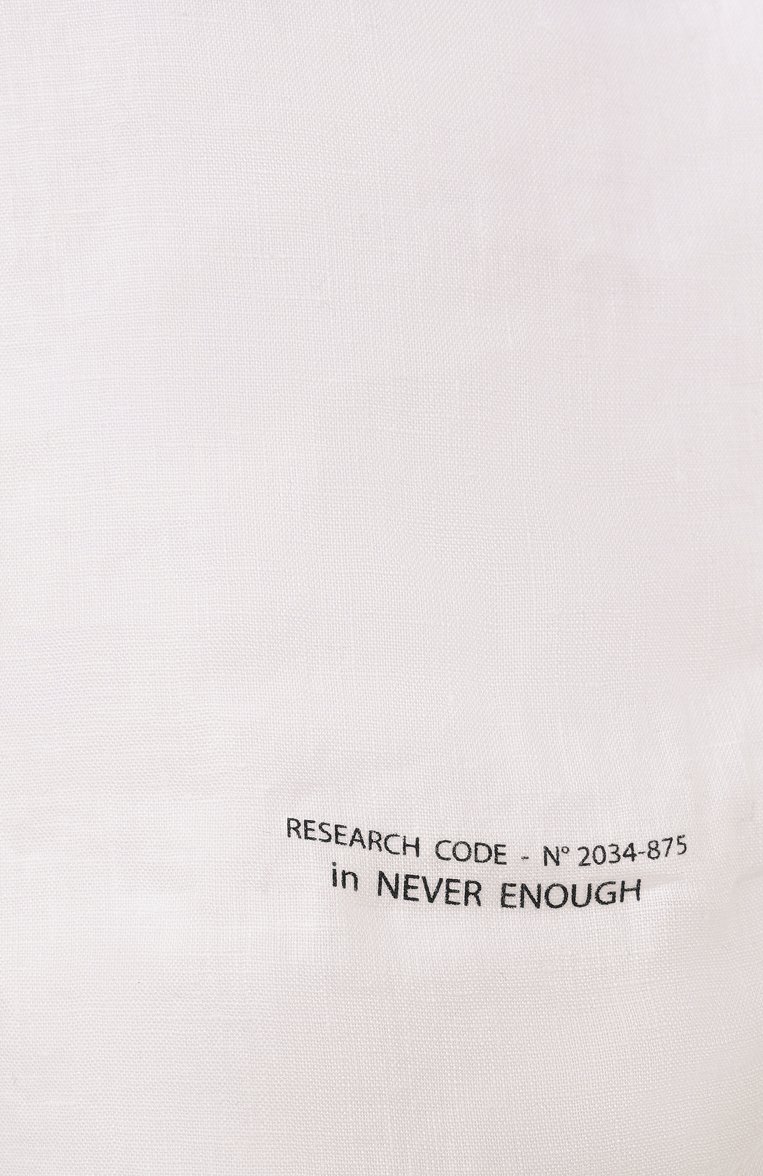 Мужская льняная рубашка NEVER ENOUGH белого цвета, арт. MSL009 | Фото 6 (Длина (для топов): Стандартные; Материал внешний: Лен; Рукава: Длинные; Манжеты: На пуговицах; Принт: Однотонные; Стили: Кэжуэл; Воротник: Кент; Случай: Повседневный; Автоматизация ТО: Проставлено; Детали: Без декора; Автоматизация состава: Проставлено)