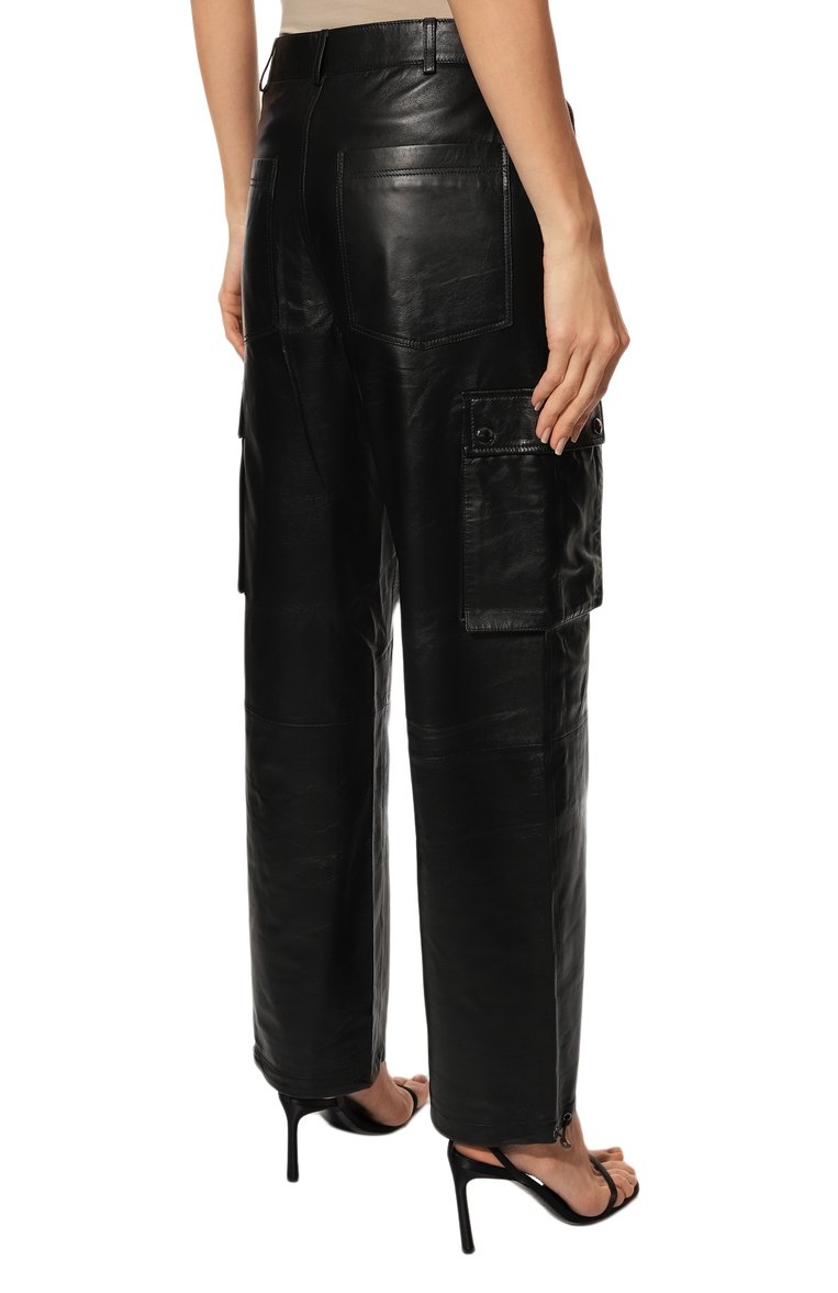 Женские кожаные брюки ADDICTED черного цвета, арт. CARGO PANTS.BLACK | Фото 4 (Стили: Гламурный; Длина (брюки, джинсы): Стандартные; Женское Кросс-КТ: Брюки-одежда; Силуэт Ж (брюки и джинсы): Прямые; Материал сплава: Проставлено; Нос: Не проставлено; Материал внешний: Натуральная кожа; Драгоценные камни: Проставлено)