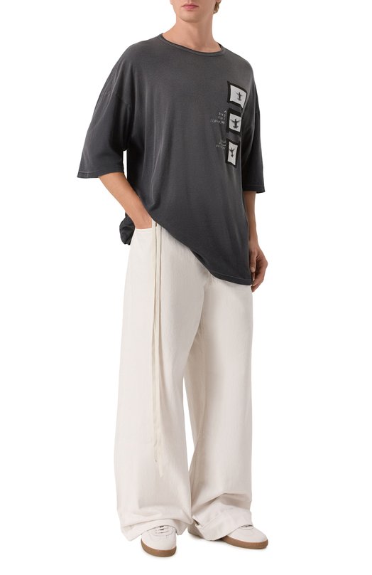 Хлопковая футболка Ann Demeulemeester B0013221/FA637 Серый  B0013221/FA637 Фото 2