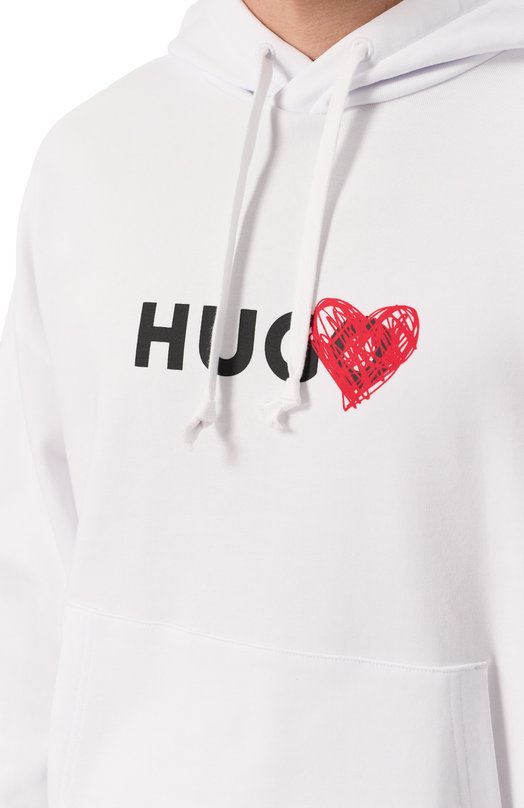 Хлопковое худи HUGO 50530577 Белый  50530577 Фото 5